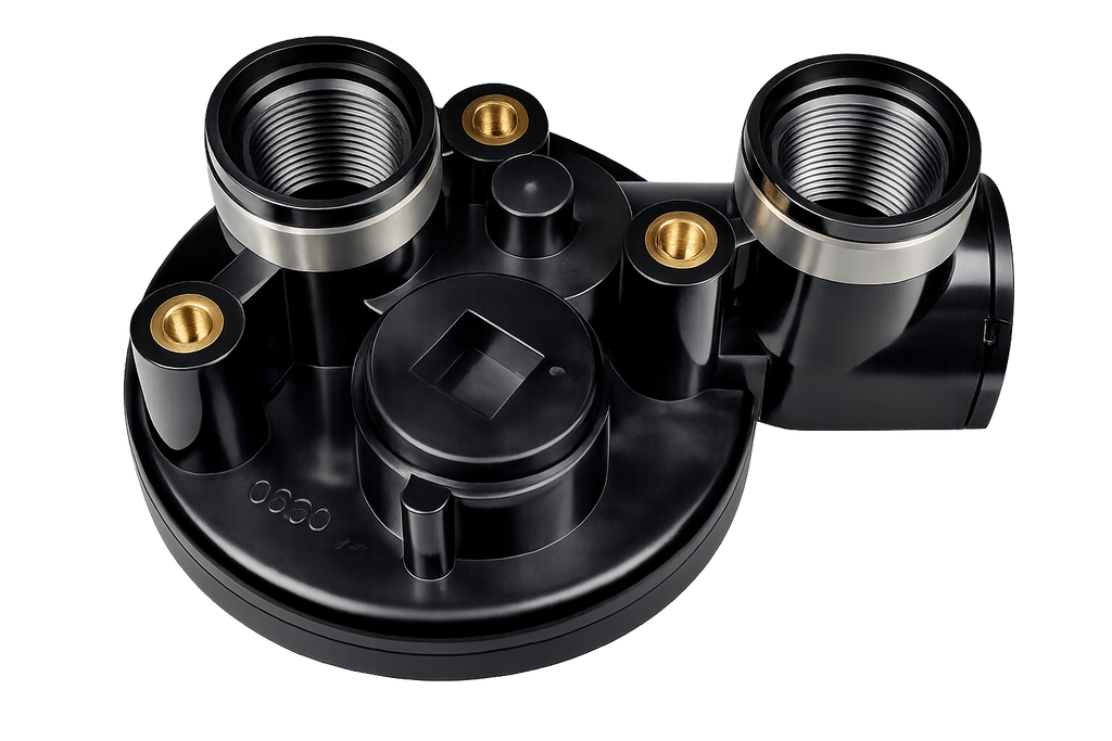 DI Head 2.5″ NPSM | 3/4″ In x 3/” Out with 3/4″ Plug