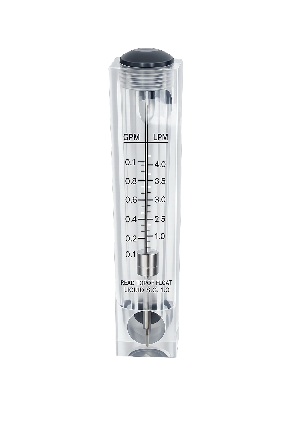 Panel-Mount Flow Meter – 0.1–1 GPM / 0.5–4 LPM, 1/2″ FNPT