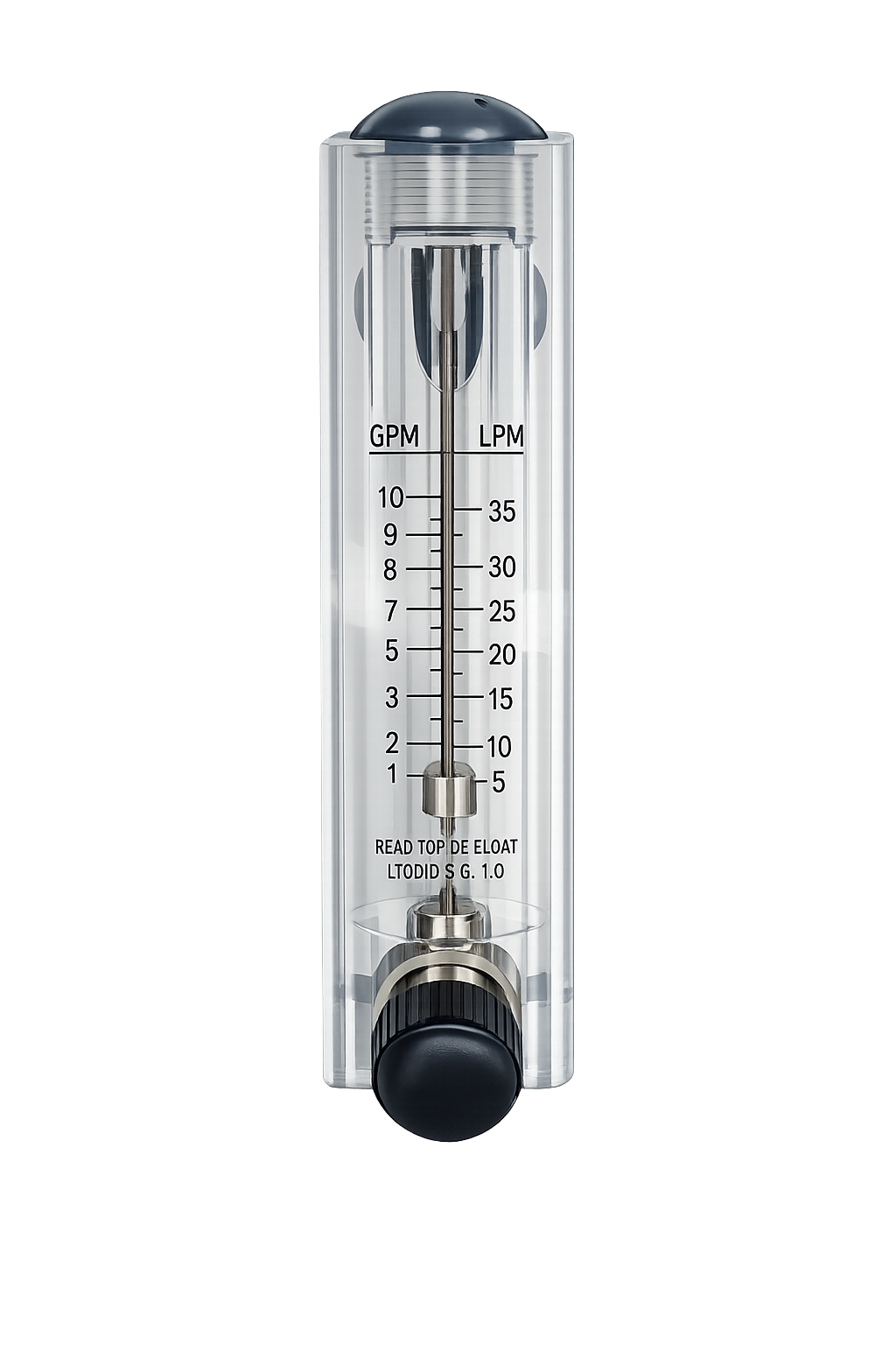 Panel-Mount Flow Meter with Valve – 2–20 GPM / 5–70 LPM, 1″ MNPT