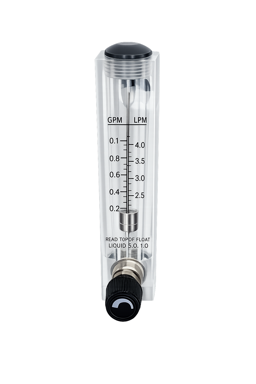 Panel-Mount Flow Meter with Valve – 0.2–2 GPM / 1–7 LPM, 1/2″ FNPT